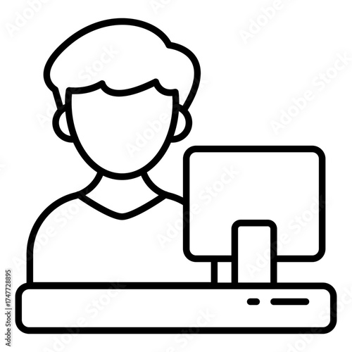 A linear design icon of receptionist 