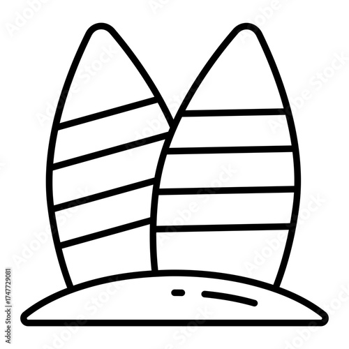 Adventure board icon, trendy design of surfboard