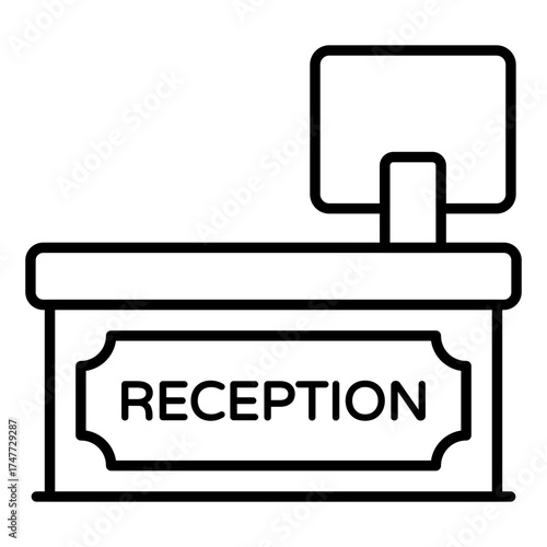 A linear design icon of reception desk