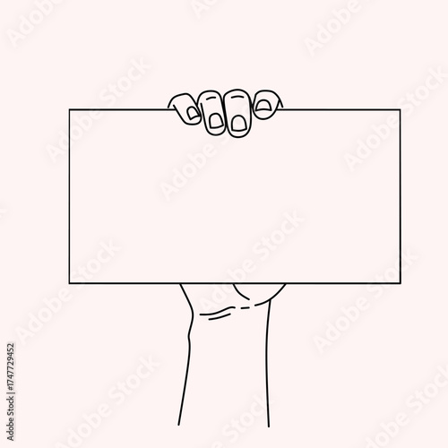 vector hand holding a name template isolated on white background