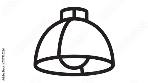 Simple line art illustration of a modern pendant light fixture, clean and minimalist design.