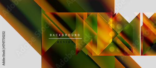 Abstract geometric design. Overlapping triangles create dynamic visual effect. Warm colors dominate with subtle gradients. Modern background texture.