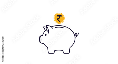 A piggy bank with a coin going in representing savings and financial planning for the future.