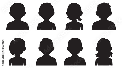 Diverse group of anonymous silhouette portraits representing individuals and community