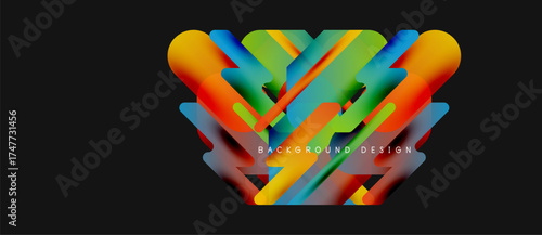 Abstract colorful rectangles overlap, creating dynamic visual effect. Dark background emphasizes vibrant shapes, modern design element.