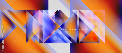 Abstract geometric design. Vibrant colors blend, creating dynamic composition. Modern style suitable for backgrounds, presentations.