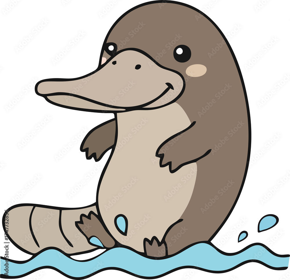 Fototapeta premium Cute Platipus - Endemic Wildlife of Australia | Flat Vector Illustration