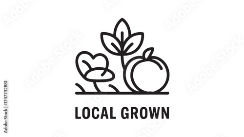 Illustration of fresh produce growing with 'local grown' text