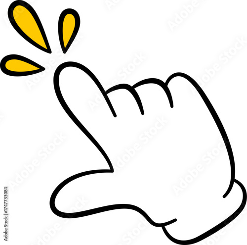 Cartoon hand pointing index finger. Mouse click