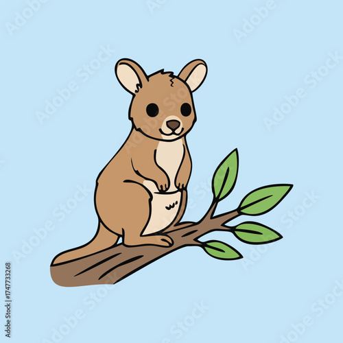 Australian endemic animals - Tree Kangaroo vector illustration