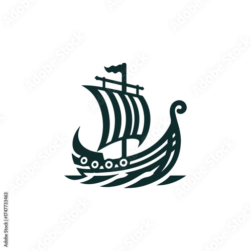 Drakkar Ship Logo