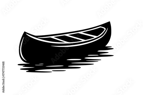 Canoe Silhouette with Gentle Ripples and Outdoor Spirit