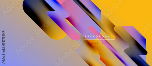 Abstract colorful layers create dynamic visual effect. Gradient shades blend, forming modern background design. Smooth transitions, vibrant hues.