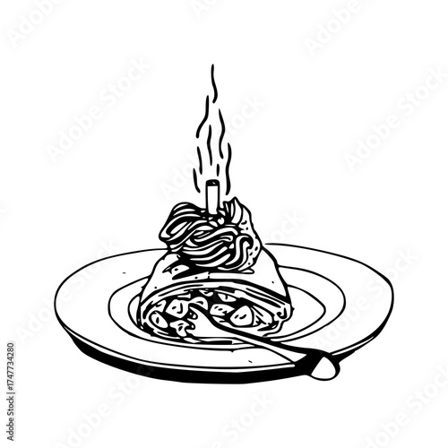 rolled crepe or blitz with topping illustration