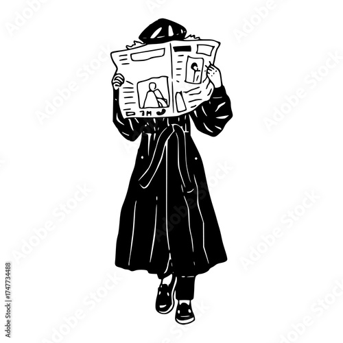 mystery detective or spy with daily news