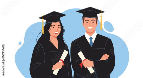 A joyous academic achievement celebrated by a diverse group of graduates.