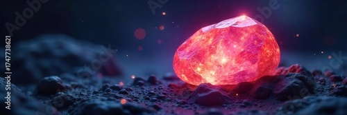 Ethereal Glowing Stone Radiant Energy Emanating in a Dark Fantasy Setting