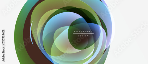 Abstract colorful circles overlap, creating dynamic visual effect. Text reads background design within central area. Modern, clean aesthetic.