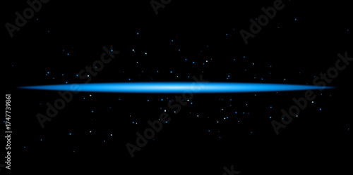 Abstrakte, blaue Lichtlinie, die hellblaue Punkte versprüht