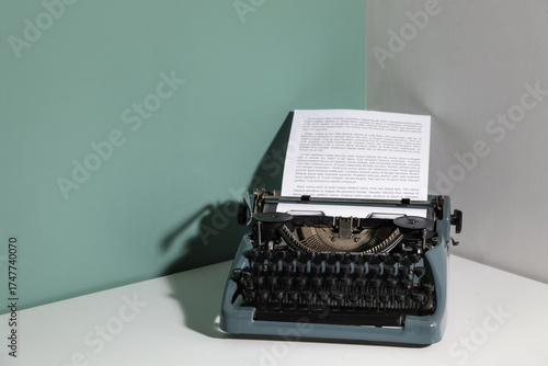 Vintage typewriter on white...