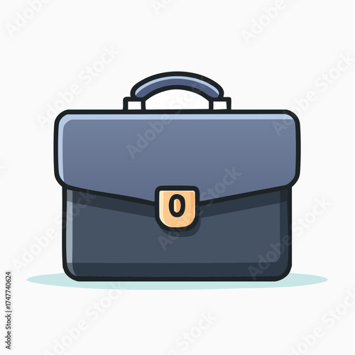 Professional Dark Blue Briefcase with Golden Buckle, Ideal for Business and Work Essentials
