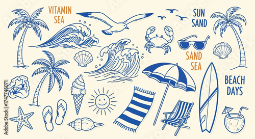 Summer Beach Vacation Vector Illustration