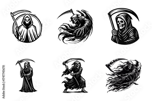 Grim Reaper Illustrations: Death in Black and White