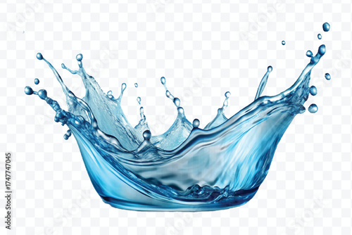 realistic 3d fresh liquid water splash in mid air cut and curve style isolated on transparent background