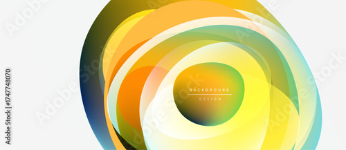 Abstract concentric layers, vibrant colors blend. Modern design, smooth gradients create dynamic visual effect. Minimalist style, clean presentation.