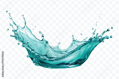 realistic 3d fresh liquid water splash in mid air cut and curve style isolated on transparent background