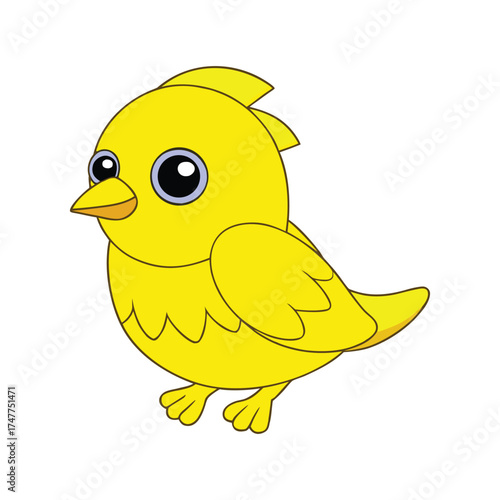 Cute Colorful Canary Bird Cartoon Vector Icon Illustration, Animal Nature Concept