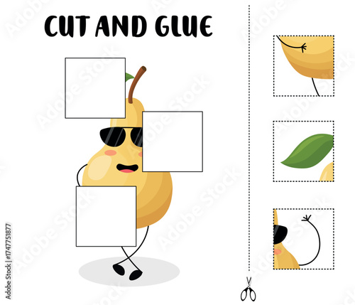 Cool Pear Cut and Glue Activity for Kids