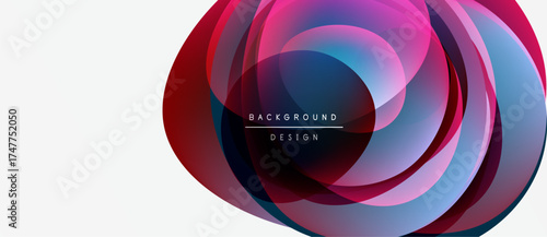 Abstract colorful swirls create dynamic visual. Layers overlap, forming circular design. Modern aesthetic, suitable background element.