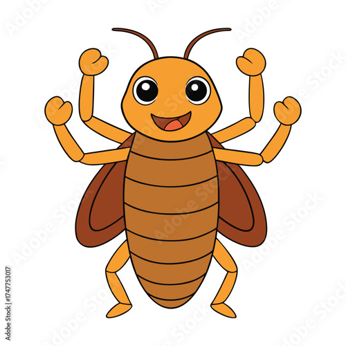 A Cute Cockroach fist strong victory hand clenched
