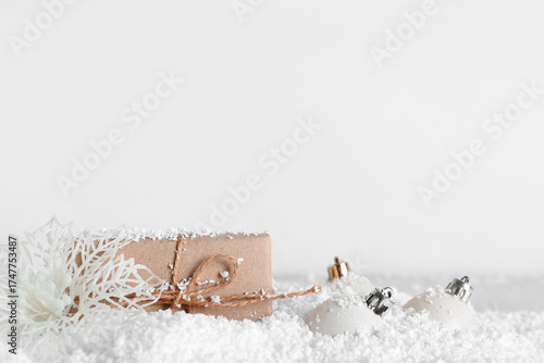 Christmas gift with baubles...