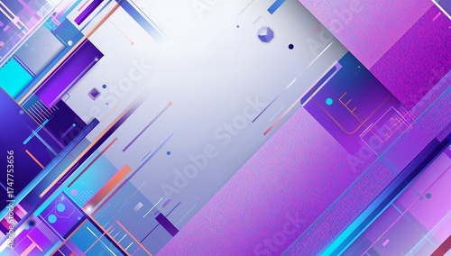Abstract Geometric Design: Vibrant Purple, Blue, and Teal Hues