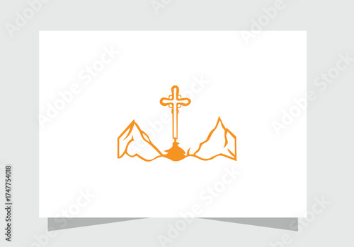 Christian Cross icon, Ornate Christian Cross with Tassel Religious Symbol vector design