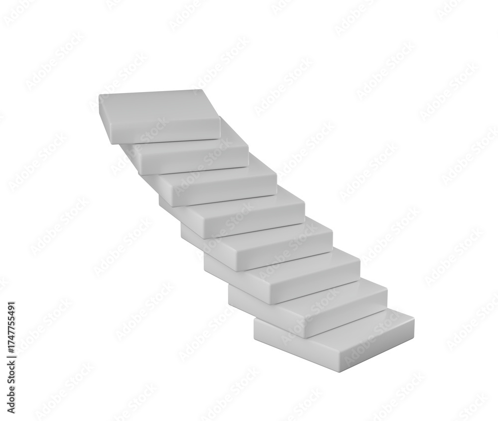 Obraz premium An abstract 3D staircase of white blocks, forming a dynamic and geometric structure. 3d illustration