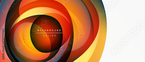 Abstract swirling layers create dynamic orange, yellow design. Modern background element with text overlay. Simple, clean aesthetic.
