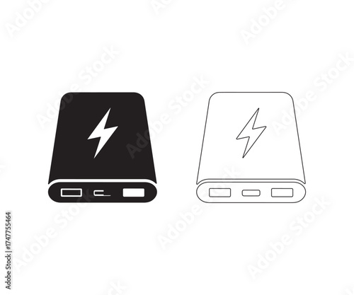 Vector power bank isolated on white background
