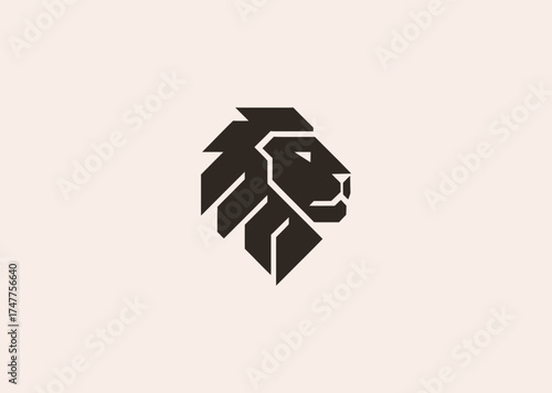 A minimalist geometric lion logo, symbolizing leadership, courage, and authority in clean angular form