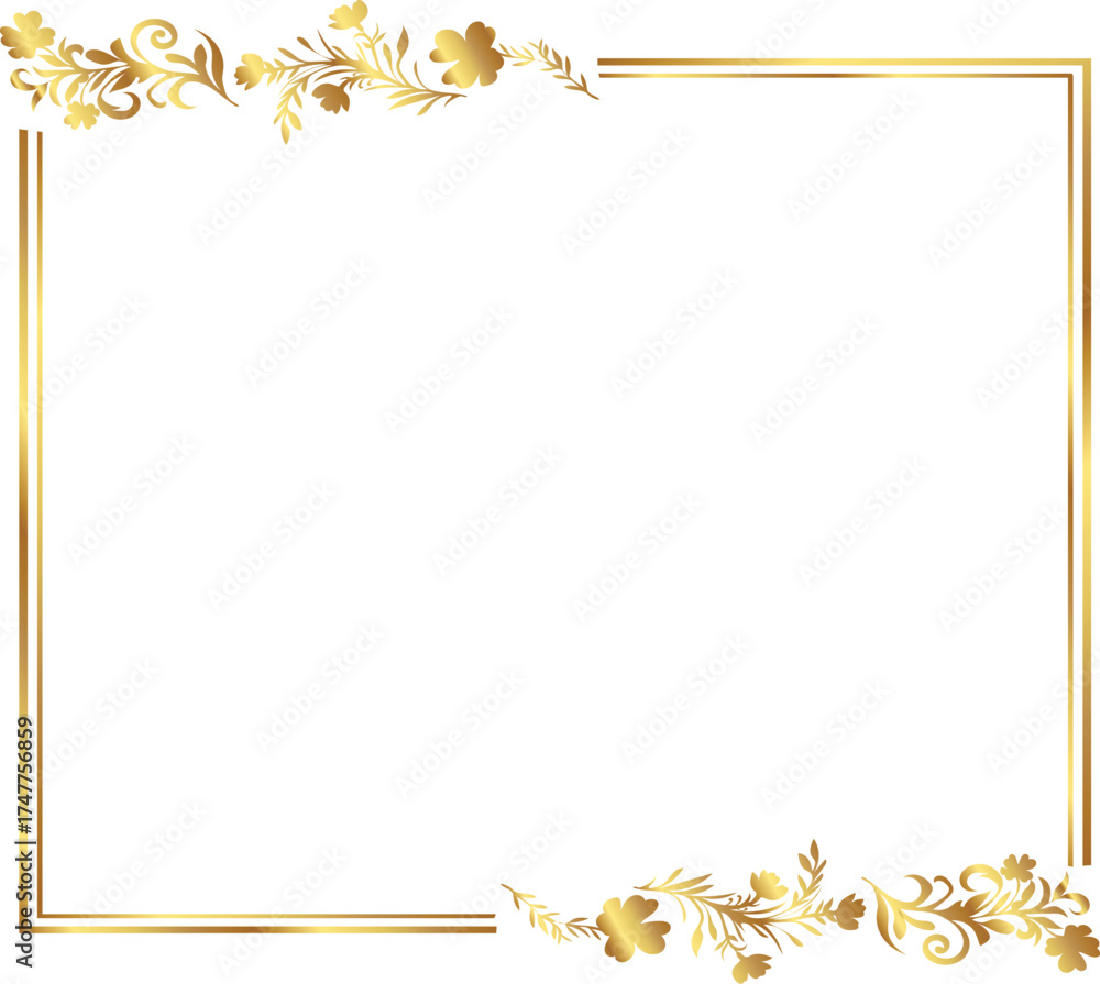 Naklejka premium frame with leaves gold border Golden Border Warm Color Frame 