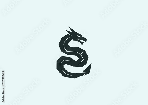 A simple coiling dragon logo, symbolizing power, mystery, and eternal energy in a clean and dynamic circular motion