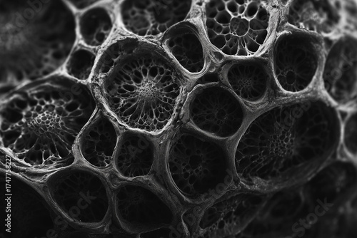 macro shot of cell creature black and white