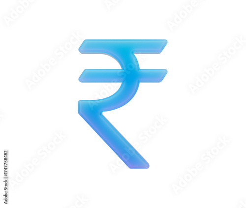 Vibrant 3D Indian Rupee symbol in blue and purple gradient for financial themes. 3d illustration