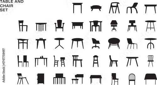table and chair silhouettes for various design needs Diverse collection