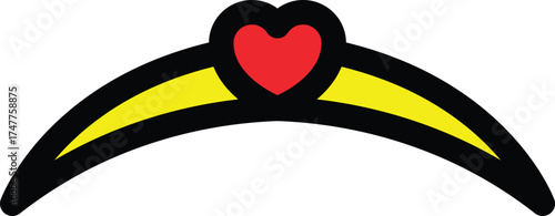 a colorful icon of a curved crown with a red heart