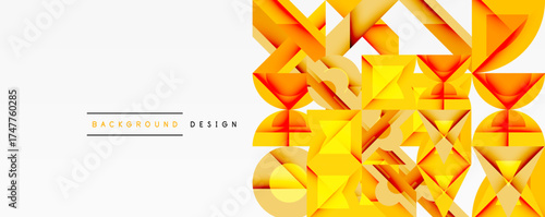 Abstract geometric shapes, vibrant orange hues, modern design. Minimalist composition with clean lines, suitable background element.