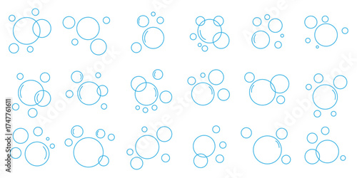 Set of Bubbles and foam icon . Soap foam symbols.