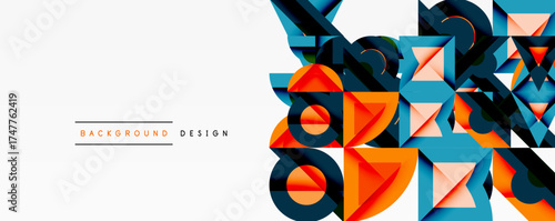 Abstract geometric shapes, vibrant colors, modern design. Minimalist composition with white space, suitable for backgrounds.